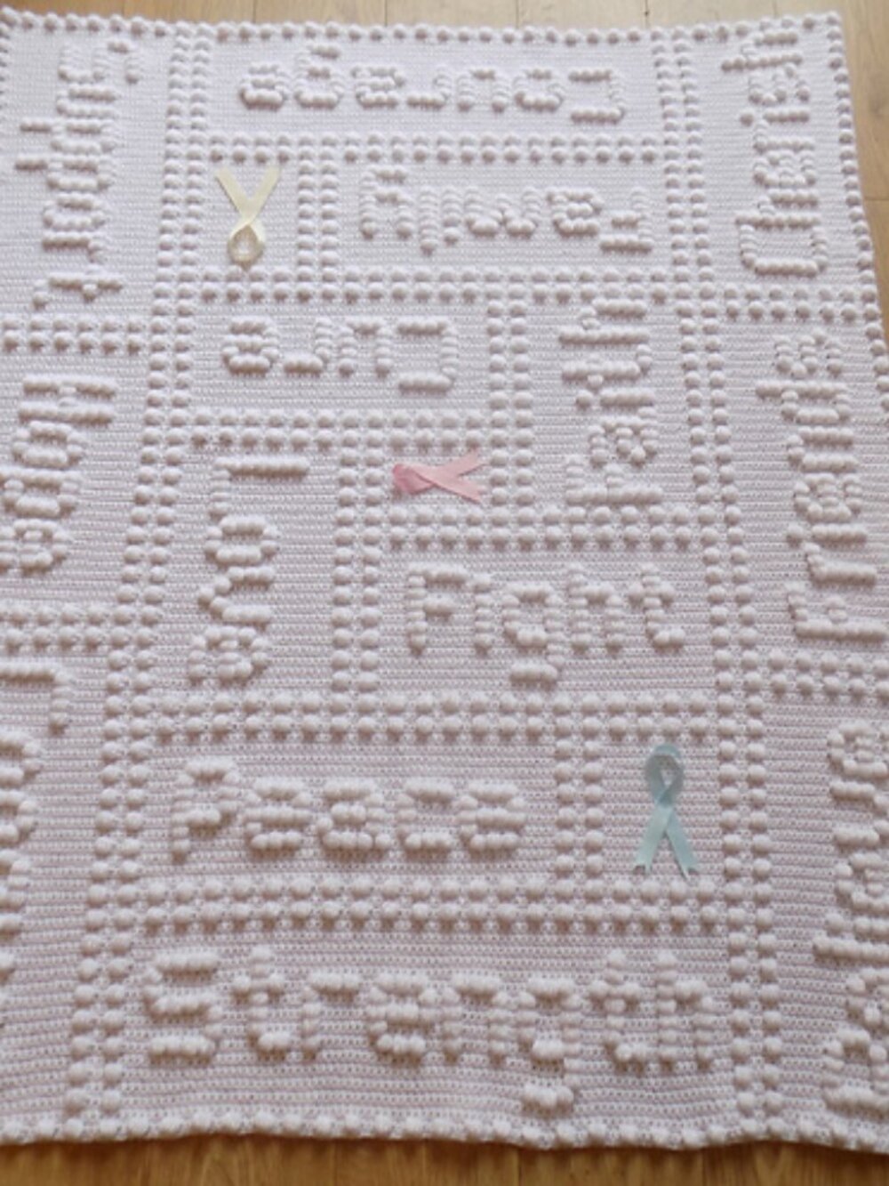 Cancer Support Blanket White Textured Crochet Blanket